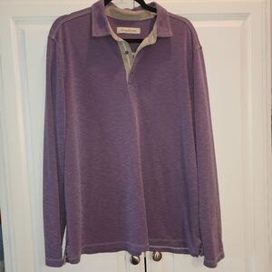 Tommy Bahama Purple Modal Long Sleeve Polo Shirt Size L